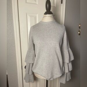 Military Hippie Gray Tiered Ruffled Sleeves Onesize